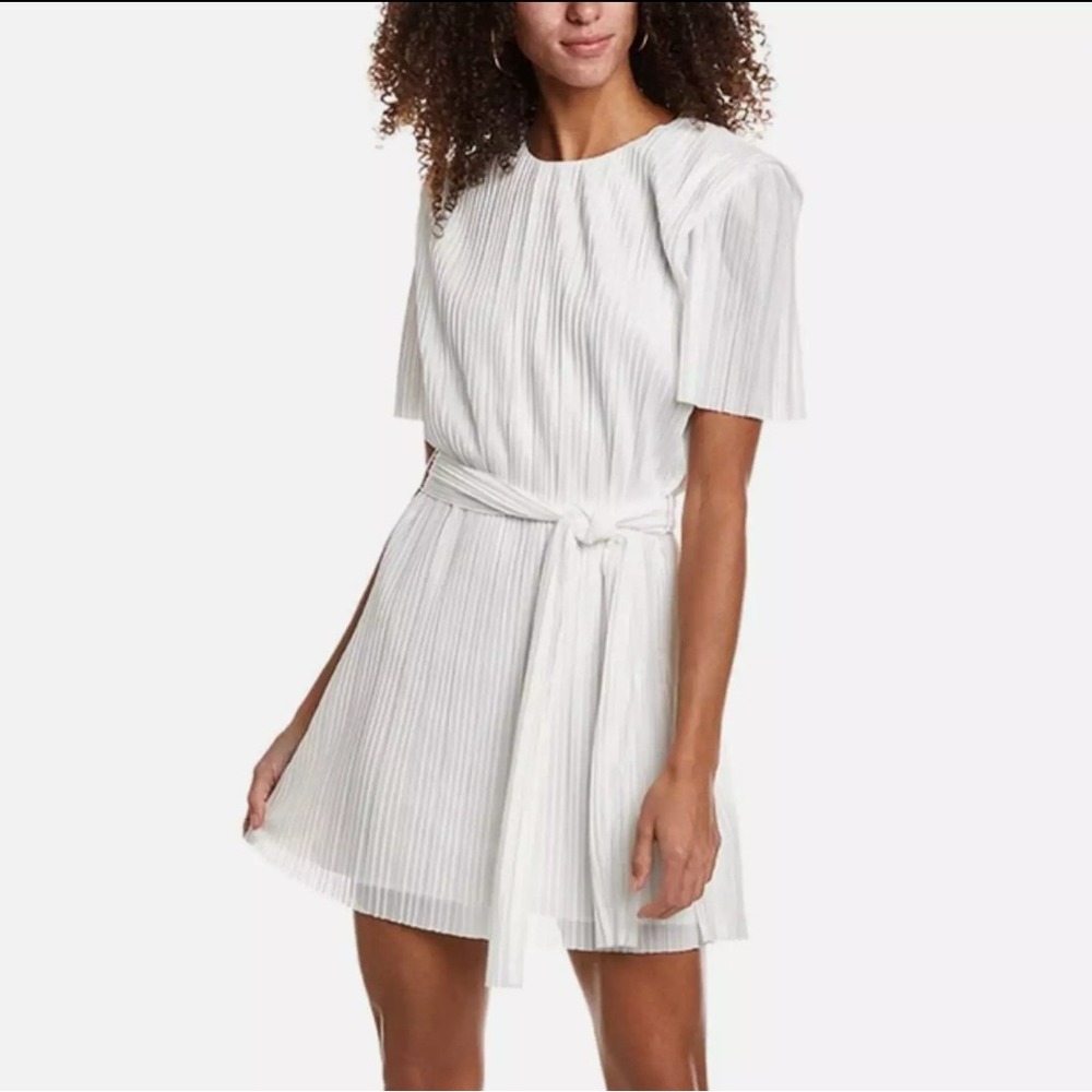 Amanda Uprichard Women's Roxbury A-line Pleated Mini Dress White Size‎ Small S